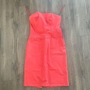 J Crew Strapless Red Denim Dress 6 Corset Top